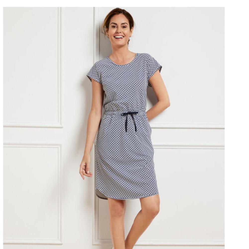 T by Talbots - Lightweight Stretch Keyhole Dress - Leaf dot